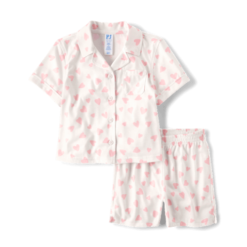 Girls Heart Pajamas - White