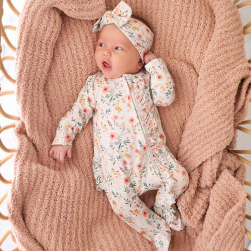 Winnie's Wildflowers Ruffle Zipper Footie