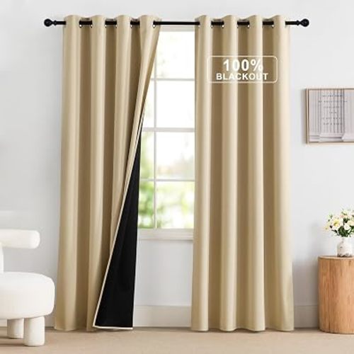 NICETOWN Sage Green Curtains 52 x 84 inches Long, 100% Blackout Curtains Set of 2 Panels Thermal Insulated Privacy Window Curtains for Bedroom Living Room Christmas Decor