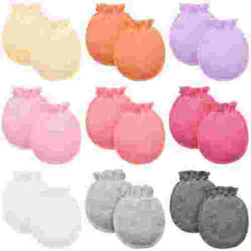 9 Pairs Baby Boys Girls Mittens 0-6 Months Toddler Mittens No Scratch Solid Color Gloves Style 1