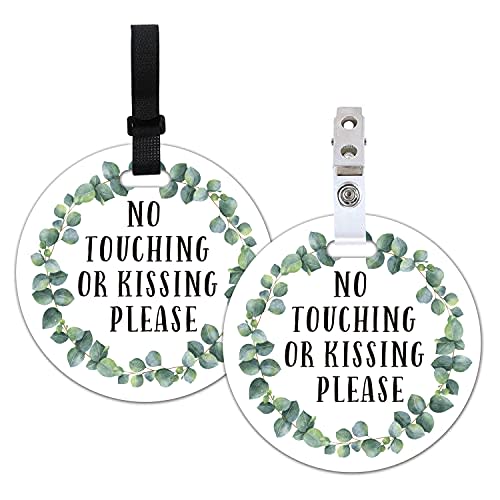 Do Not Touch Baby Signs-Stroller Tag, 2 Pack Greenery No Touching or Kissing Baby Sign, Stop No Touching Baby Car Seat Sign or Stroller Tag for Newborn Baby (5 Inches)