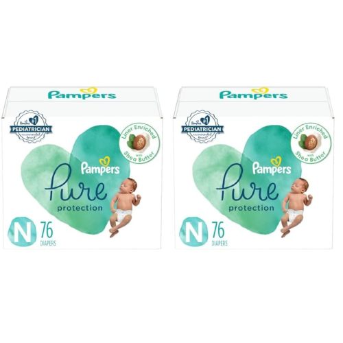 Pampers Pure Protection Diapers Size 0, 76 Count - Disposable Diapers (Pack of 2)