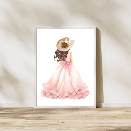 Pink Cowgirl Princess Nursery Wall Art Print - Southern Belle Western Decor for Girls - Cute Pink Nursery Decor, DIGITAL DOWNLOAD
