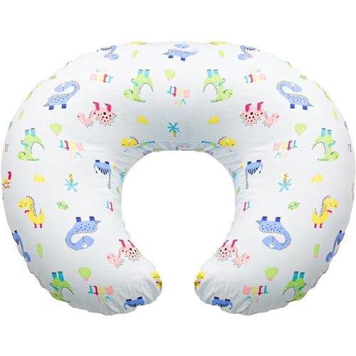 Nursing Pillow for Breast Feeding-Donut Pillow for Mom and Baby Boys and Girls-Ergonomic Nursing Essentials for Bottle-Tummy Time Pillow with Removable Pillow Cover,Baby Sitting Pillow (Dinosaurs-3)