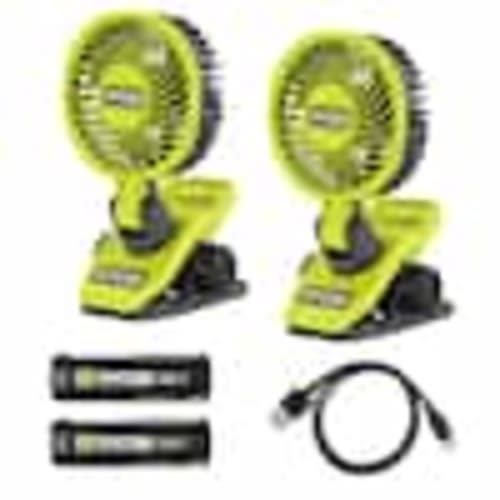 RYOBI USB Lithium Clamp Fan Kit 2-Pack with (2) 2.0 Ah USB Lithium Batteries and Charging Cable FVF51K2SB