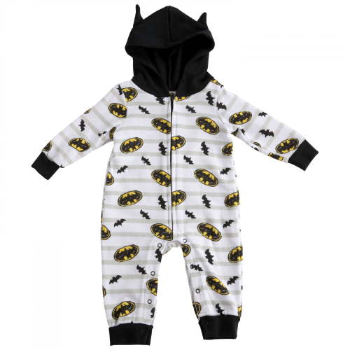 Batman Symbols Infant Hooded Fleece Coveralls with Ears-3-6 Months