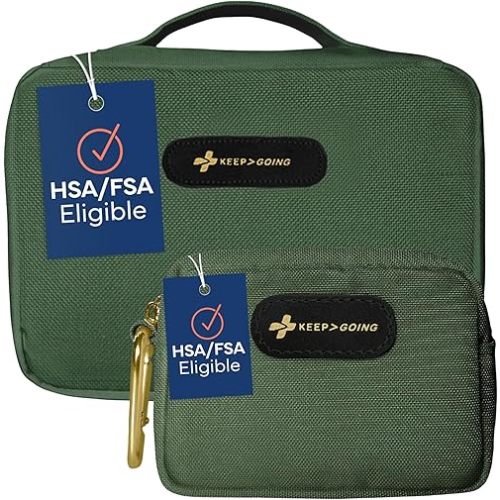 Keep Going Travel First Aid Kit Bundle of 2 Kits, First Aid Kit for Car, Home, Dorm, & Boat with Latex-Free Bandages – Travel Kit Bundle for Families