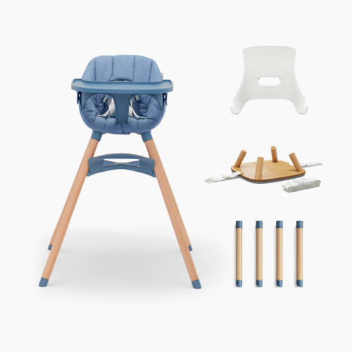 Lalo Infant to Toddler High Chair & Booster Bundle - Blueberry, High Chair + Infant Insert + Play Legs + Booster Conversion