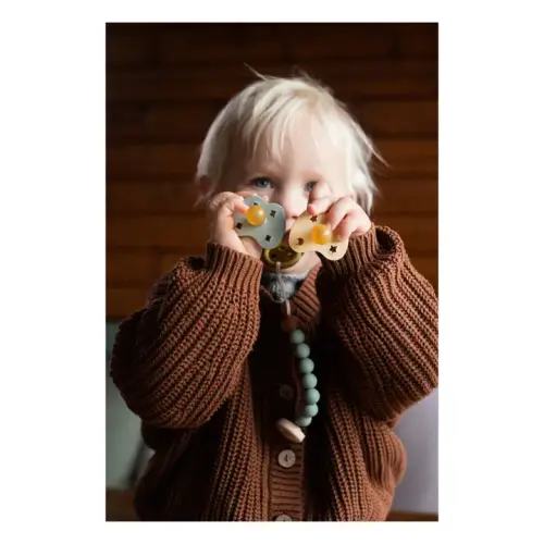 Hevea - Natural Rubber and Rubberwood Dummy Clip - Almond green | Smallable