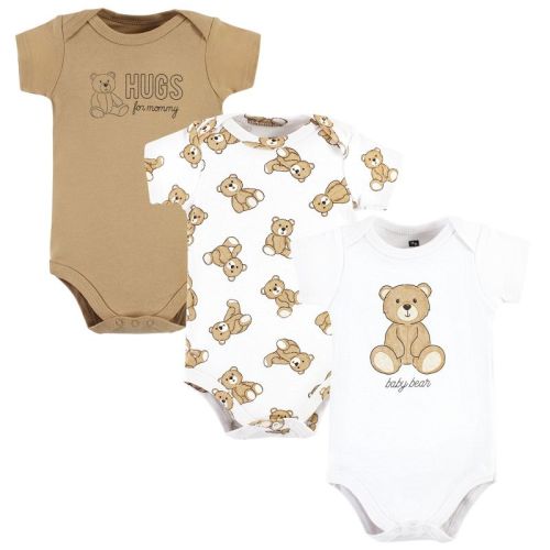 Hudson Baby Cotton Bodysuits, Teddy Bears 3-Pack, Size: 3-6 months