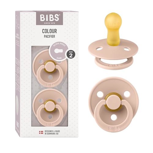 BIBS Pacifiers Colour Collection | Natural Rubber Baby Pacifier | 6+ Months (Pack of 2) | Blush