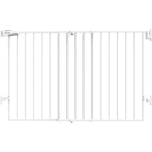 Babelio 31.5-55" No Bottom Bar Baby Gate Extra Wide, 2-in-1 Auto Close Dog Gate for The House, Stairs and Doorways, with Large Walk Thru Door, White