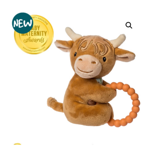 Hetty Highland Cow Teether Rattle - 6" - Mary Meyer Stuffed Toys