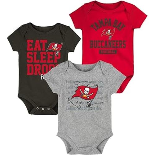 Outerstuff NFL Newborn & Infants 0-24 Months Eat Sleep Football 3 Piece Onesie Bodysuit Creeper Set
