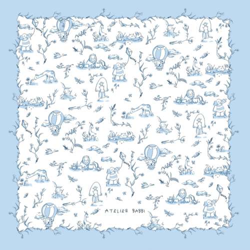 Toile De Jouy/Blue Muslin Swaddle | Double-Layer Baby Blanket