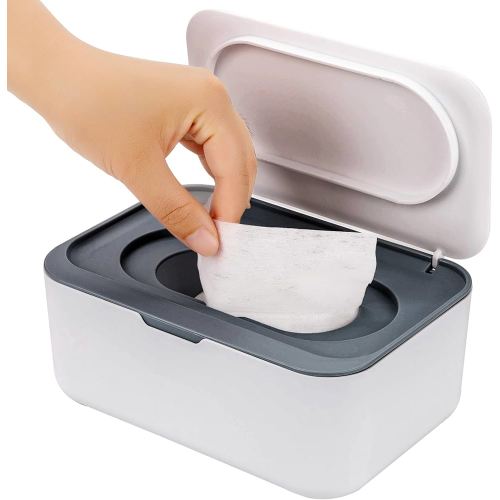 Baby Wipes Dispenser, Wipe Holder for Baby & Adult,Keeps Wet Tissue Fresh, Non-Slip Wipes Case,Easy Open & Close, Flushable Wipe Container with Sealing Design Lid