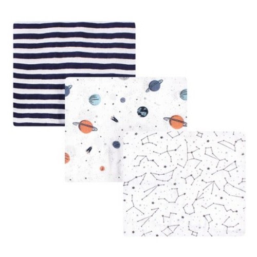 Hudson Baby Infant Boy Cotton Muslin Swaddle Blankets, Space, One Size