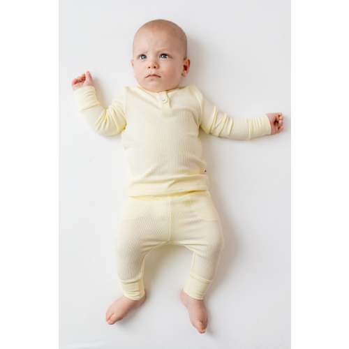 Ribbed Infant Henley Set in Chamomile