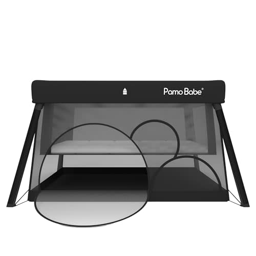 Pamo Babe Travel Crib - Lightweight Baby Playpen with Bassinet, Portable Mini Playard