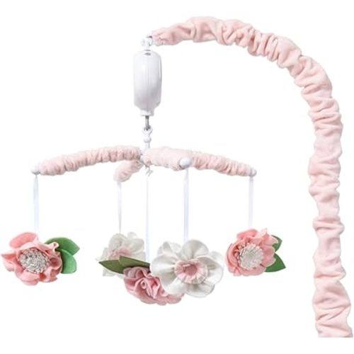 The Peanutshell Crib Mobile for Girls - Pink Musical Baby Crib Mobile with 12 Lullabies, Flower Baby Pink Floral Nursery Decor