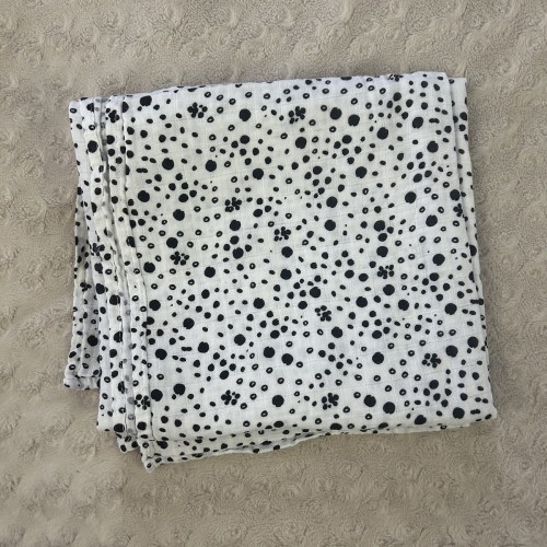 Okie Dokie Black White Polka Dots Baby Swaddle Blanket Muslin Spots Circles