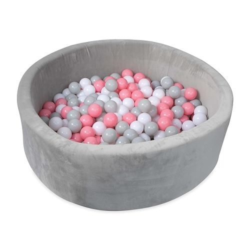 Amazon.com: Nuby Velvet Ball Pit, Soft Play Foam Ball Pits for Baby and Toddlers with 200 Colored Balls Included, Ball Pit Playpen, Indoor Play Gym, Outdoor Play Ball Pit for Babies, Bounce Ball Game Pink & Gray : Everything Else