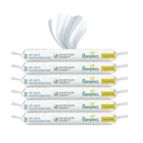 6/Pack Pampers Baby Wipes Sensitive 108 Count Fragrance Free Extra Soft Wipes for Sensitive Skin, Travel Size