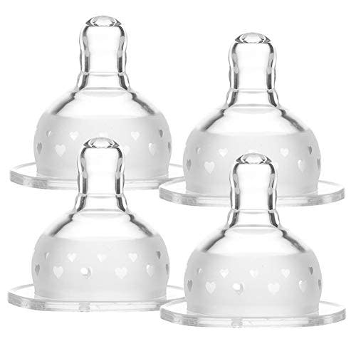 Matyz 4-Pack Silicone Replacement Nipple for Matyz Wide Neck Bottles, Slow Flow, Newborns Up to 3 Months (Size S)
