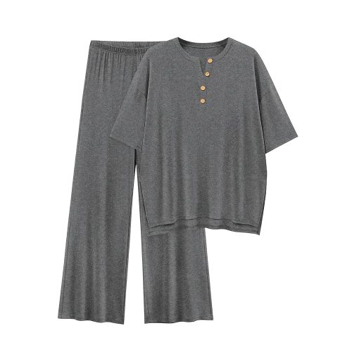 PRETTYGARDEN 2 Piece Lounge Sets for Women Summer 2025 Short Sleeve Tops Wide Leg Pants Matching Travel Outfits Clothing