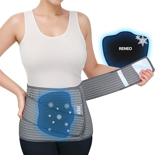 RENEO Postpartum Belly Band with Gel Ice Pack, C-section Belly Binder with Hot and Cold Compression Therapy, Postpartum Essentials Abdominal and Back Support, Gifts for New Moms