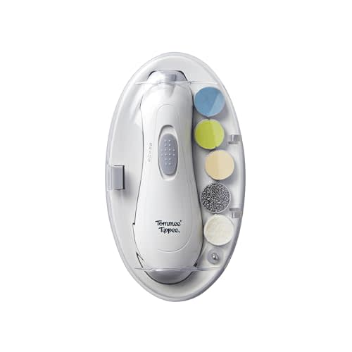 Tommee Tippee Baby Nail File, Electric, for Baby, with Six Filing Heads, Battery-Powered Infant Nail Clipper with LED Light and Adjustable Speed and Direction Settings
