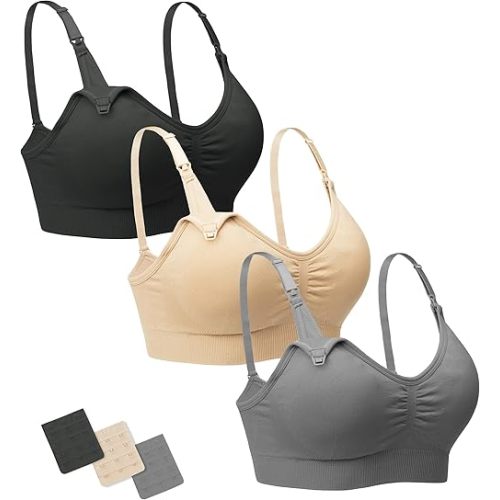 Stelle Nursing Bras Maternity Bra for Breastfeeding Pregnancy Wireless Bralette with Pads, Extenders & Clips