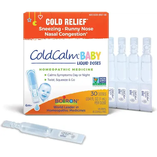 Boiron ColdCalm Baby Single-Use Drops for Relief from Cold Symptoms of Sneezing, Runny Nose, and Nasal Congestion - Sterile and Non-Drowsy Liquid Doses - 30 Count