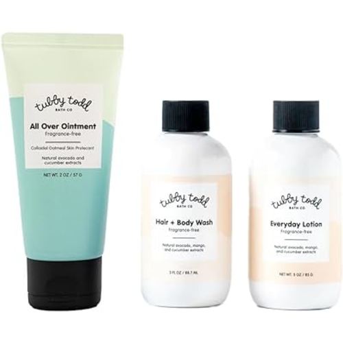 Tubby Todd 3-Step Baby Skincare Routine - The Regulars Bundle - Trial/Travel Size Fragrance-Free