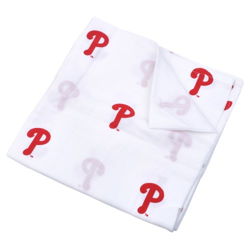 Infant Philadelphia Phillies Three Little Anchors White 47'' x 47'' Muslin Swaddle Blanket