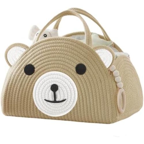 Diaper Caddy Organizer, Cotton Rope Baby Caddy Basket, Nursery Storage Bin