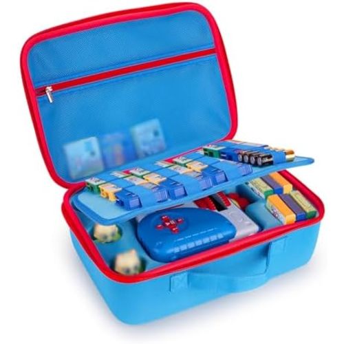 HHZ Carrying Case Compatible with Little Tikes Story Dream Machine Books Starter Set and Character, Kids Toys Protective Storage Waterproof Portable Case, Loose-leaf Extra Storage (Blue, Box Only)