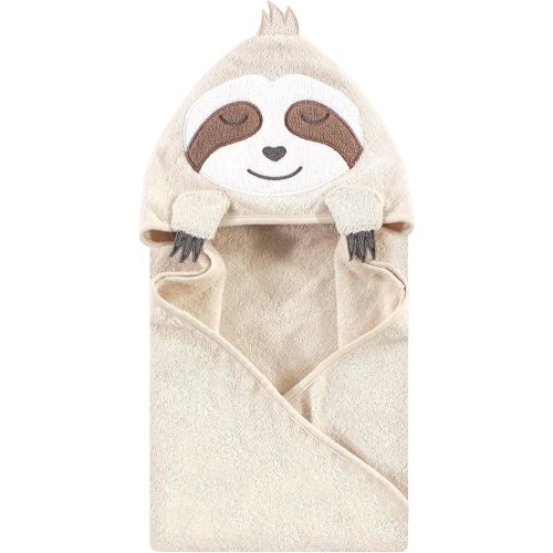 Hudson Baby Unisex Baby Cotton Animal Face Hooded Towel, Sloth, One Size