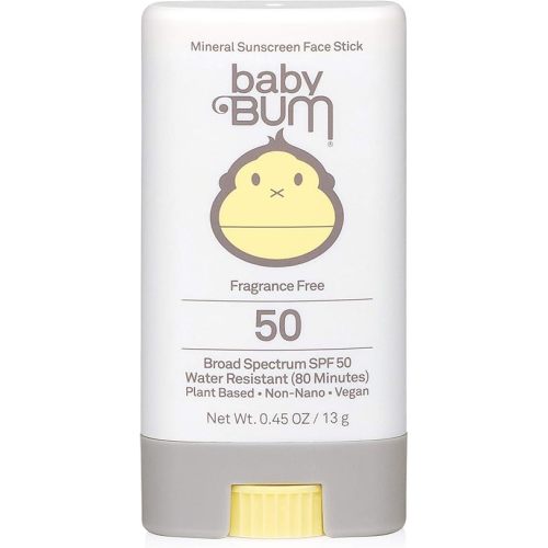 Sun Bum Baby SPF 50 Sunscreen Stick, Mineral Roll-On UVA/UVB Face and Body Protection for Sensitive Skin, Fragrance Free, Travel Size, Unscented, 0.45 Oz