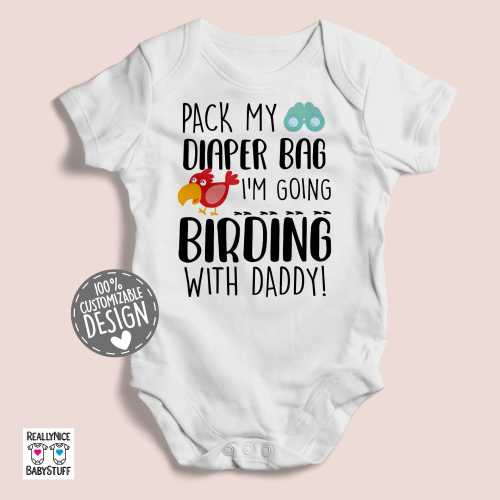 Birdwatching With Daddy Baby Bodysuit | Birding One Piece