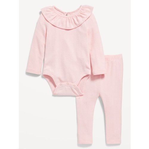 Ruffled Pointelle-Knit Bodysuit and Pants Set for Baby