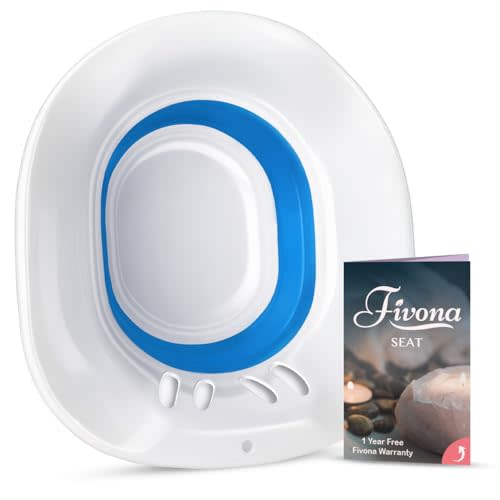 Fivona Sitz Bath for Toilet Seat Postpartum and Hemorrhoids Care - Yoni Steam Seat - Foldable Basin for Epsom Salt Soak - Portable Bidet BPA Free Temperature Resistant - Universal Fit - Blue