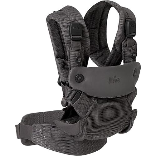 Joie Savvy Air - Portabebés de malla 4 en 1, transpirable, ergonómico con 4 posiciones de transporte, tela de malla refrescante, correas acolchadas y soporte lumbar (ceniza)
