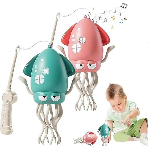 Dancing Octopus Toy, 2025 New Electric Auto-Avoid Crawling Octopus with LED & Music, Smart Interactive Auto-Wiggling Robotics, Creative Crazy 8-Leg Action Crawling Octopus (2pcs Green+Pink)