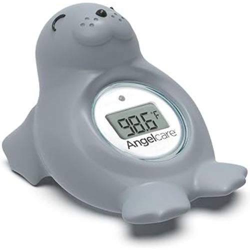 Angelcare Baby Bath & Room Thermometer - Happy Seal, Grey, BT-01-SEAL-US