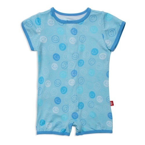 blue smile modal magnetic short sleeve romper