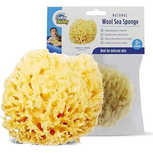 Baby Buddy Natural Wool Sea Sponge, Newborn Bath Time Essential, Ultra Soft for Delicate Skin, Hypoallergenic and Biodegradable, 1 Pack