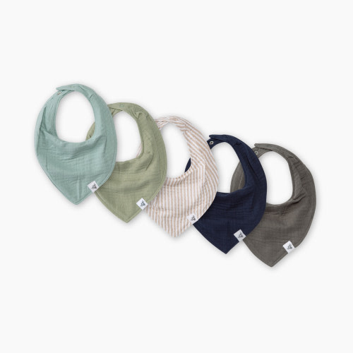 Burt's Bees Baby Set of 5 Bandana Bibs - Blue, One Size