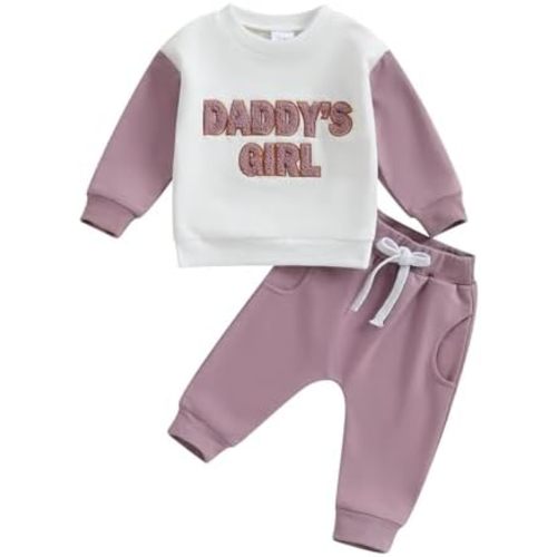 Toddler Baby Girl Clothes Long Sleeve Letter Print Sweatshirt and Stretch Jogger Pants Newborn Fall Winter Outfit