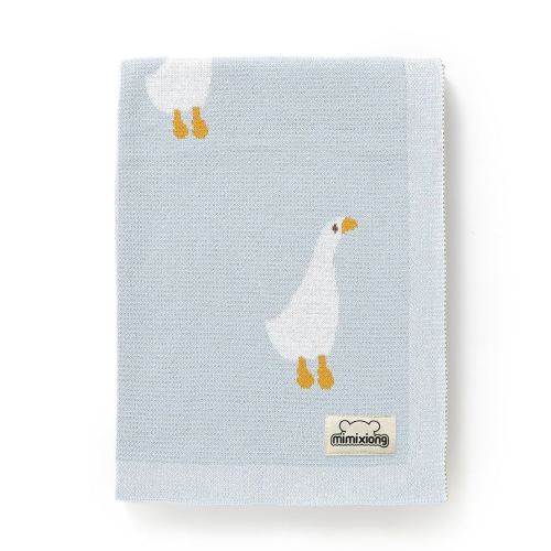 mimixiong Baby Blanket Knit Receiving Boys Girls Blanket Soft Cotton Neutral Blanke for Swaddle Crib Stroller with Cute Goose